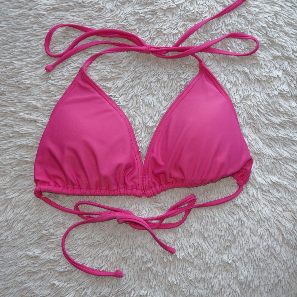 Women's Size XS Sisstrevolution Hot Pink Triangle Halter Bikini Top, Like New